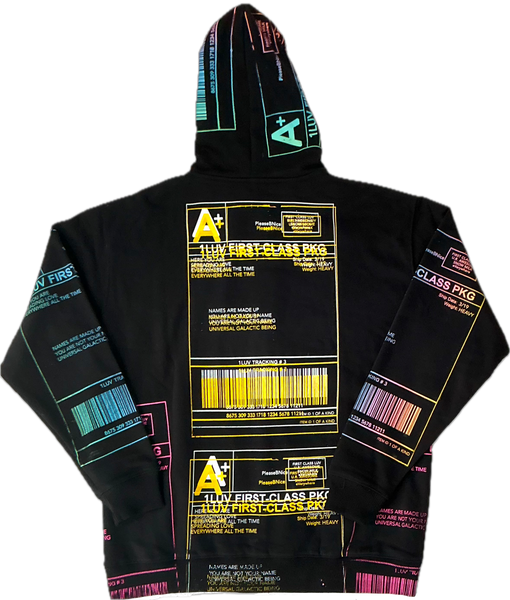 Positive Shipping Label Zip Up Hoodie (Size XL)