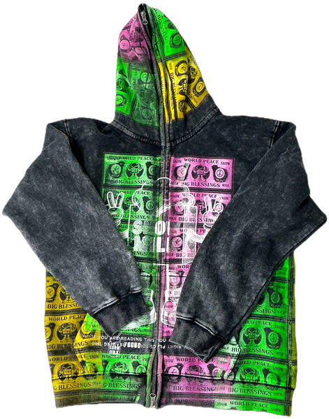 Big Blessings Bucks Zip Up Hoodie (Size Medium)