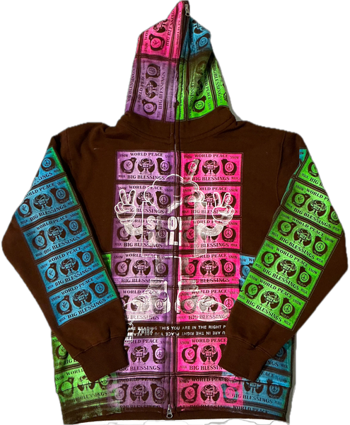 Big Blessings Bucks Zip Up Hoodie (Size Medium)