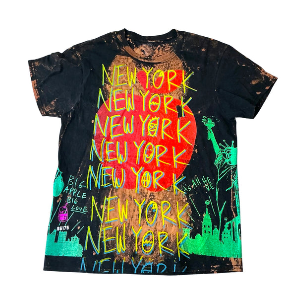 Big Apple Big Love Bleached Tee (Size Large)