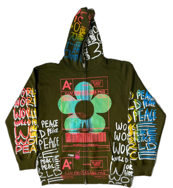 World Peace Zip Up Hoodie (Size Large)