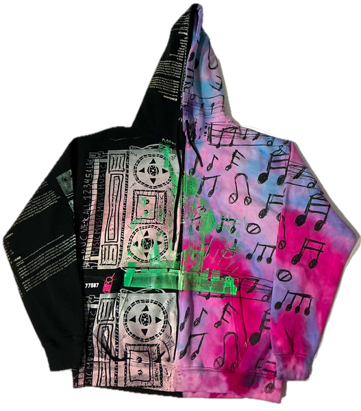 Still Listening Split Color Ice Dye Hoodie (Size XL)