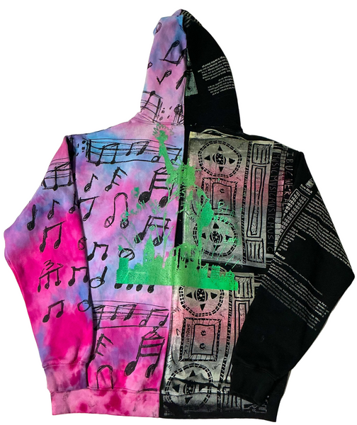 Still Listening Split Color Ice Dye Hoodie (Size XL)