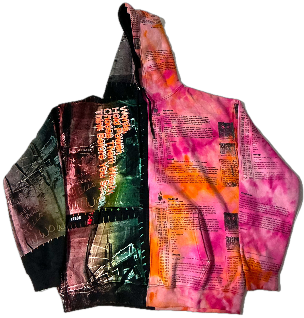 Words Hold Power Split Color Ice Dye Hoodie (Size 3XL)