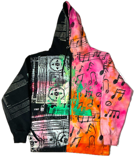 Still Listening Split Color Ice Dye Hoodie (Size Large)
