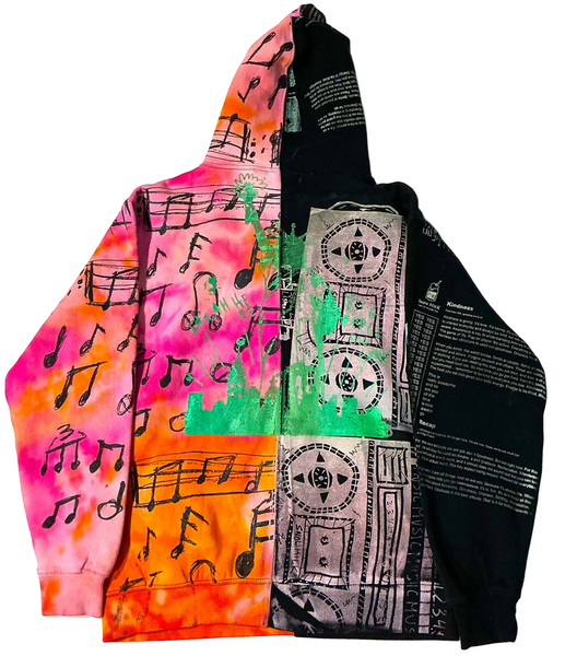 Still Listening Split Color Ice Dye Hoodie (Size Large)