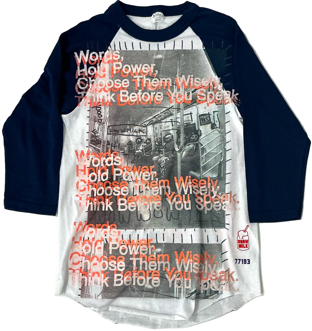 Words Hold Power Baseball Long Sleeve Tee (Size Small)