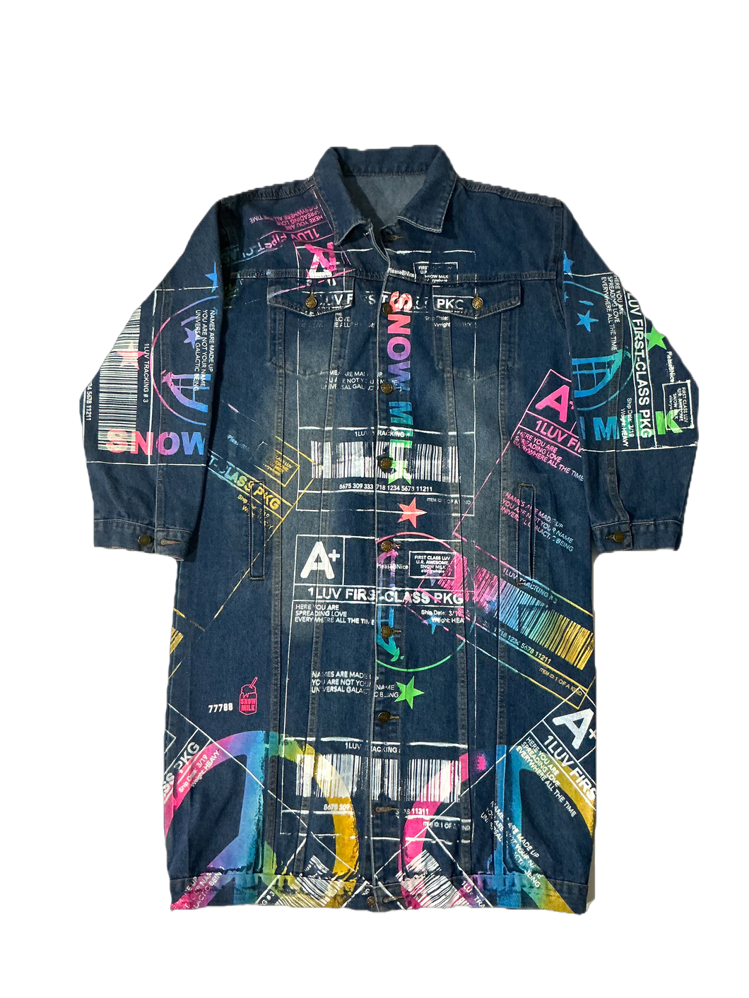 Positive Shipping Label Denim Overcoat (Size Large)