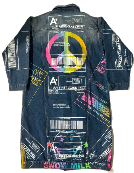 Positive Shipping Label Denim Overcoat (Size Large)