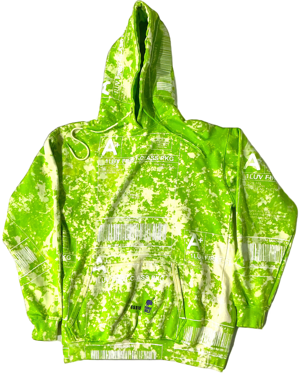 Positive Shipping Label Bleached Hoodie (Size 2XL)