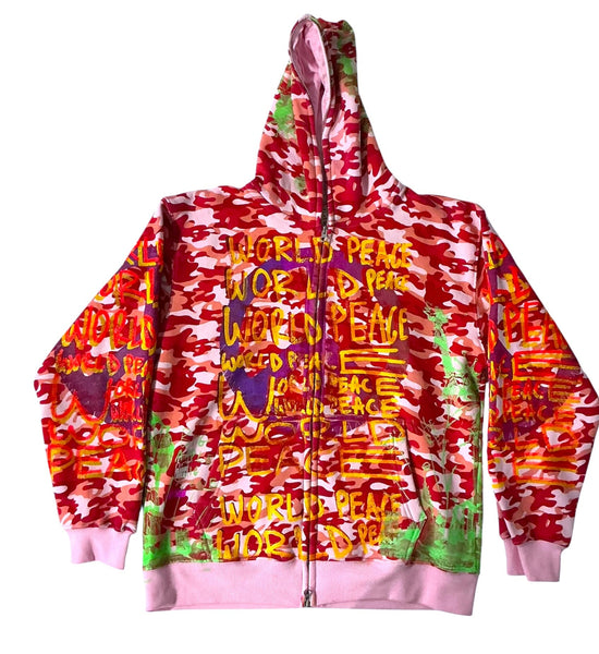 World Peace Zip Up Hoodie (Size Medium)