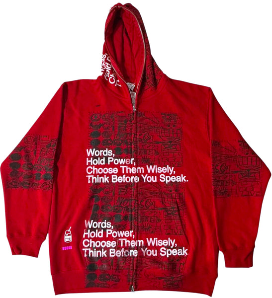 Words Hold Power Zip Up Hoodie (Size XL)