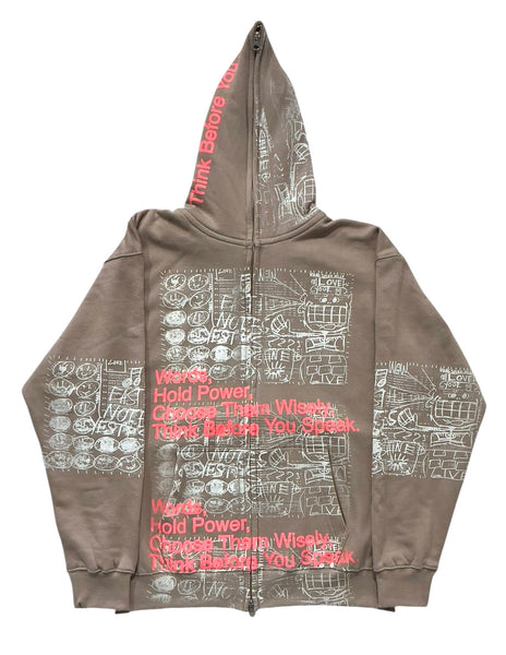 Words Hold Power Zip Up Hoodie (Size Large)