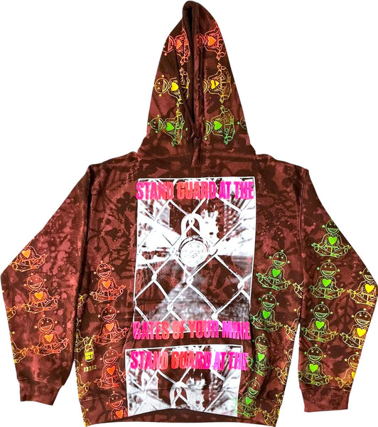 Stand Guard At The Gates Of Your Mind Bleached Hoodie (Size Large)