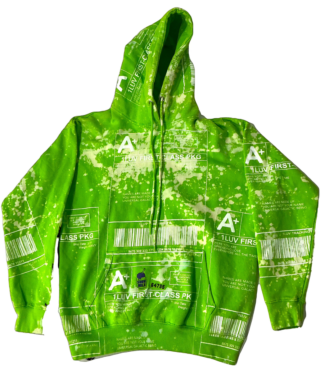 Positive Shipping Label Bleached Hoodie (Size Large)