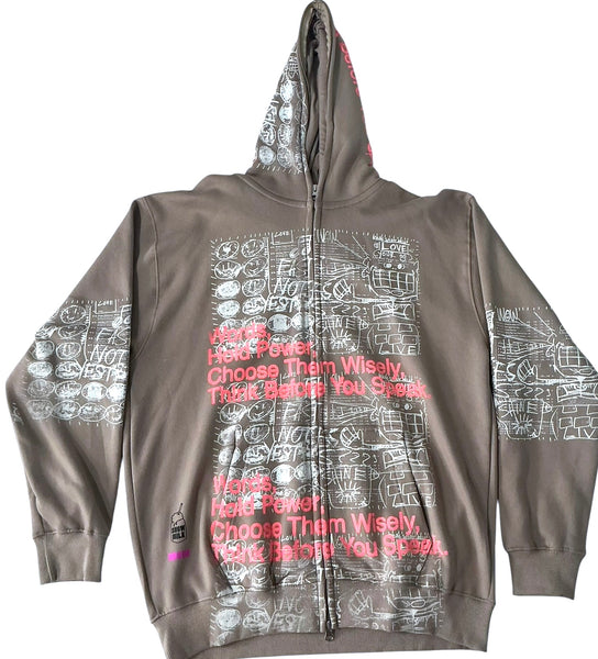 Words Hold Power Zip-Up Hoodie (Size Large)