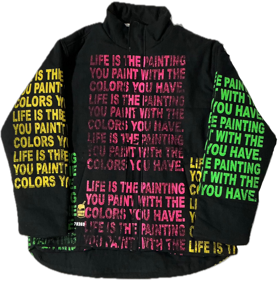 Life Is The Painting You Paint Puff Jacket (Size Large)