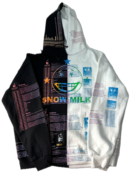 Snow Milk Kindness Split Color Hoodie (Size 2XL)