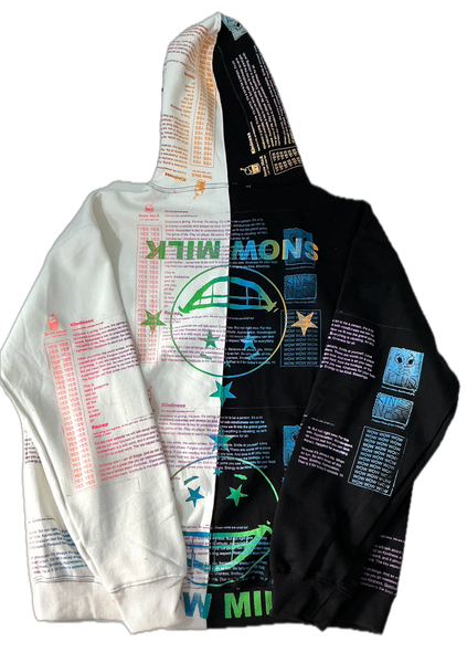 Snow Milk Kindness Split Color Hoodie (Size 2XL)