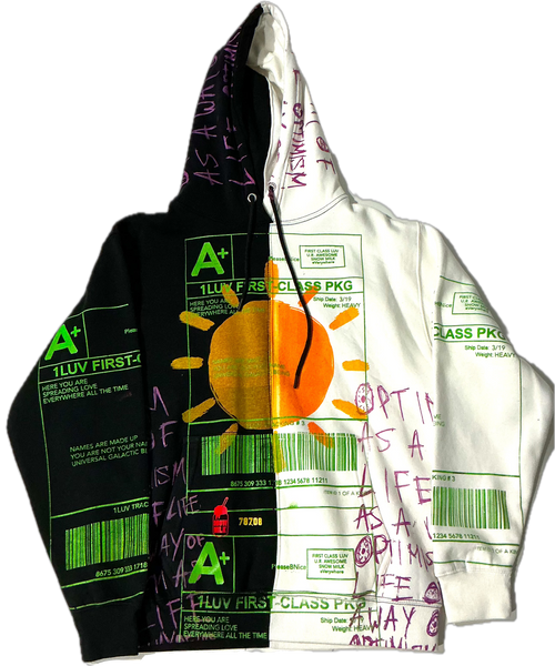 Optimism As A Way Of Life Split Color Hoodie (Size Medium)