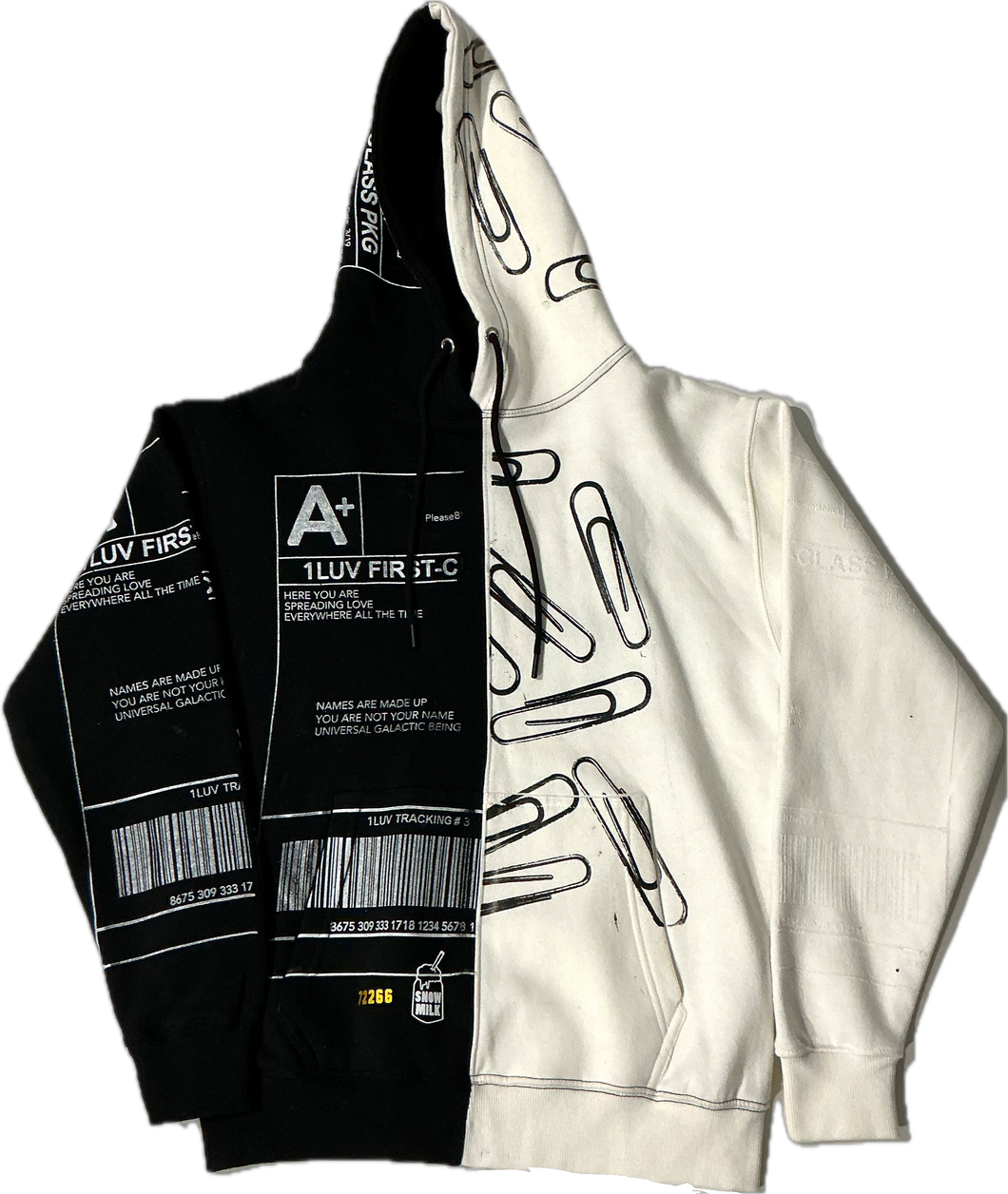 Positive Shipping Label Split Color Hoodie (Size Medium)