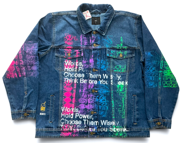 Words Hold Power Denim Jacket (Size Large)