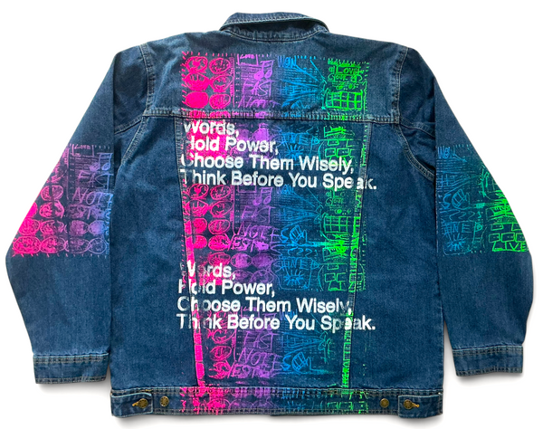 Words Hold Power Denim Jacket (Size Large)