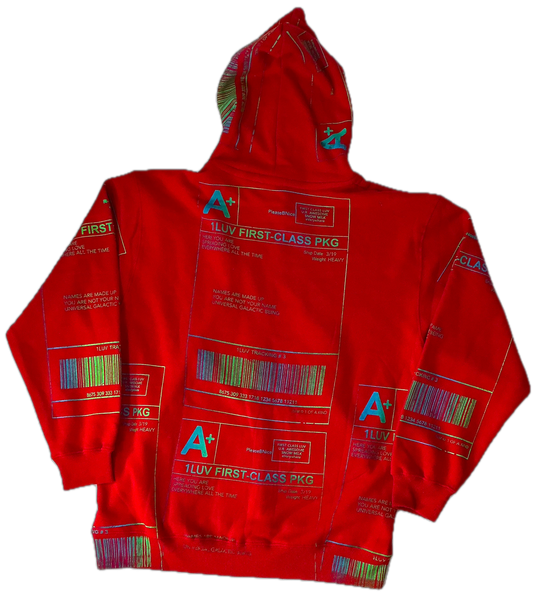 Positive Shipping Label Zip Up Hoodie (Size Large)