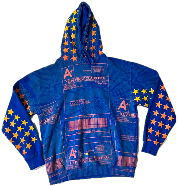 Positive Shipping Label Bleached Hoodie (Size Large)