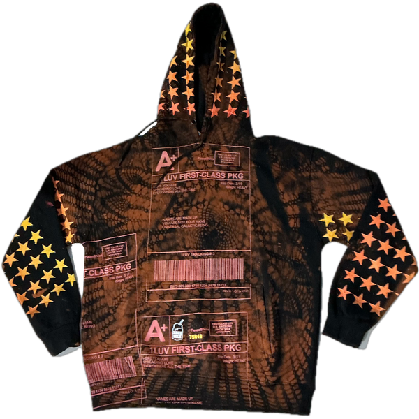 Positive Shipping Label Bleached Hoodie (Size XL)
