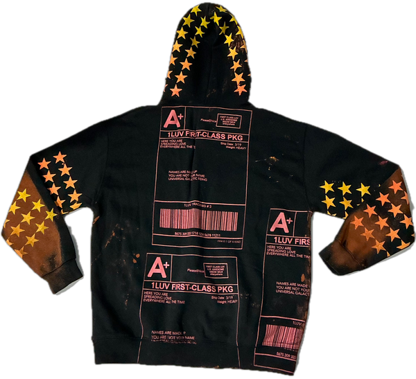 Positive Shipping Label Bleached Hoodie (Size XL)