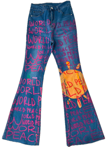 World Peace Bell Bottom Jeans (Size Women's 6)
