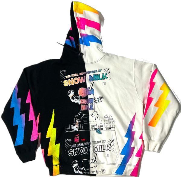 Snow Milk Comic Book Split Color Hoodie (Size 2XL)