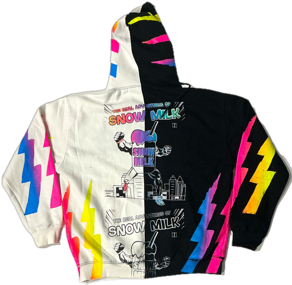 Snow Milk Comic Book Split Color Hoodie (Size 2XL)
