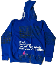 Load image into Gallery viewer, Words Hold Power Zip Up Hoodie (Size Small)
