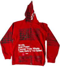 Load image into Gallery viewer, Words Hold Power Zip Up Hoodie (Size Medium)
