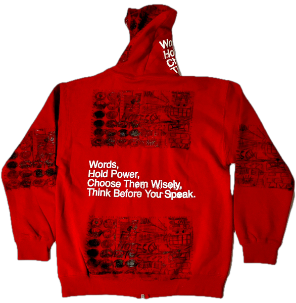Words Hold Power Zip Up Hoodie (Size Large)