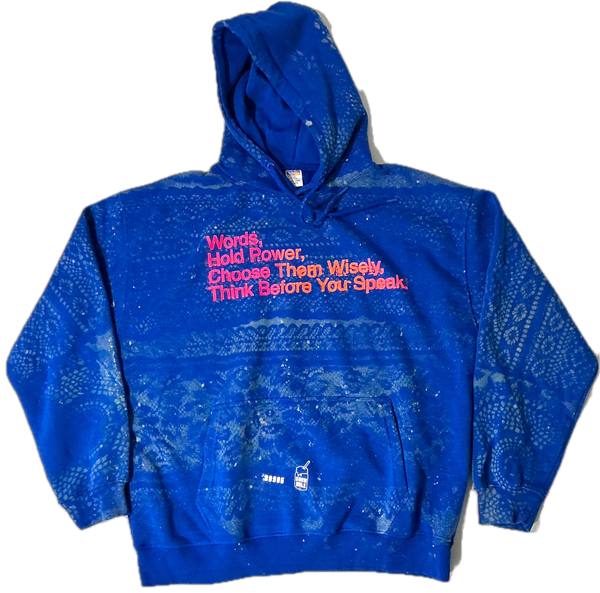 Words Hold Power Doily Bleached Hoodie (Size 2XL)