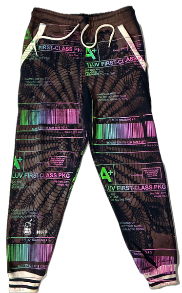 Positive Shipping Label Doily Bleached Sweatpants (Size Medium)