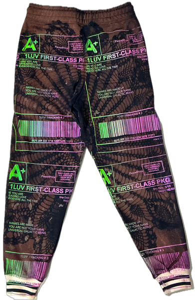 Positive Shipping Label Doily Bleached Sweatpants (Size Medium)