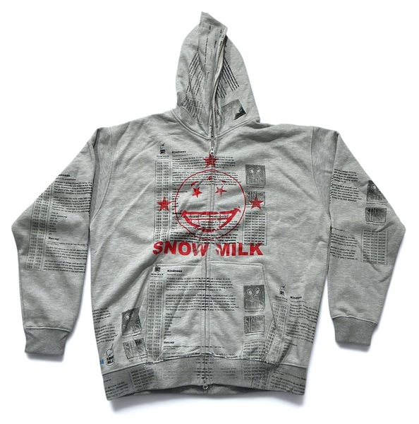 Snow Milk Kindness Zip Up Hoodie (Size 2XL)
