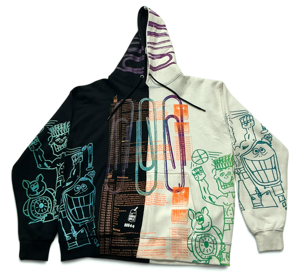 Snow Milk Kindness Split Color Hoodie (Size 2XL)