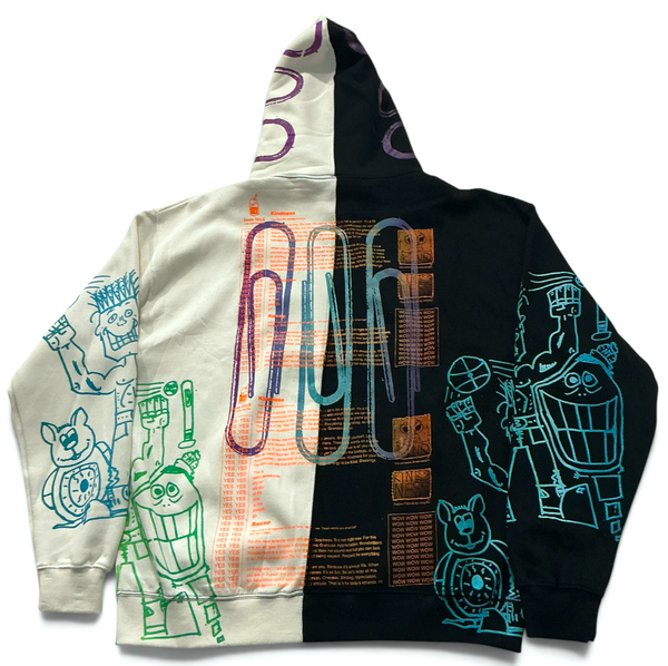 Snow Milk Kindness Split Color Hoodie (Size 2XL)