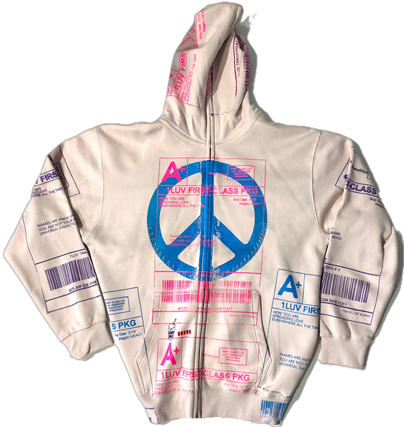 Positive Shipping Label Zip Up Hoodie (Size 2XL)