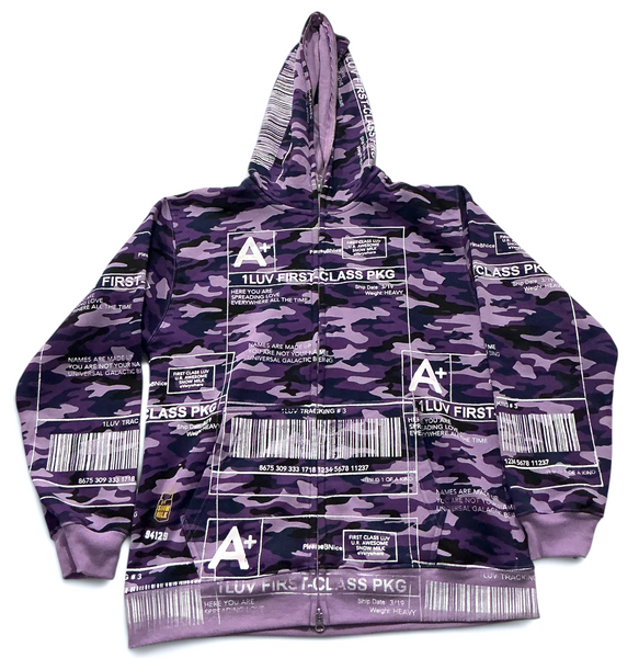 Positive Shipping Label Zip Up Hoodie (Size Large)