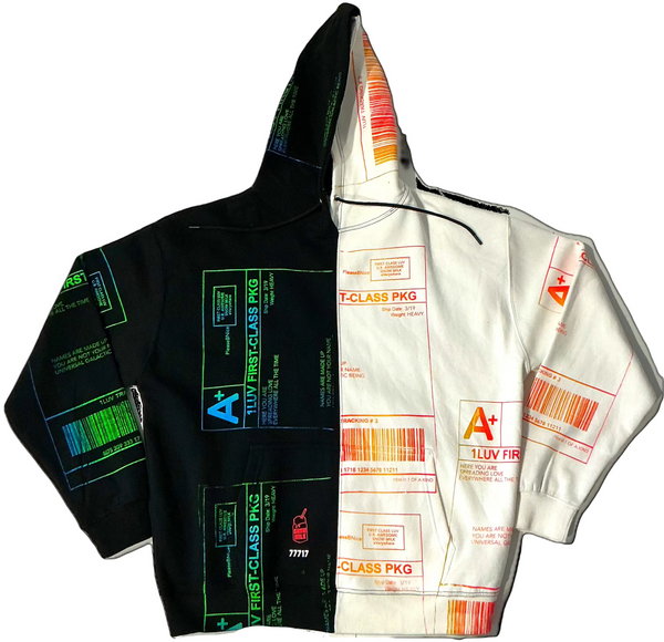 Positive Shipping Label Split Color Hoodie (Size 2XL)