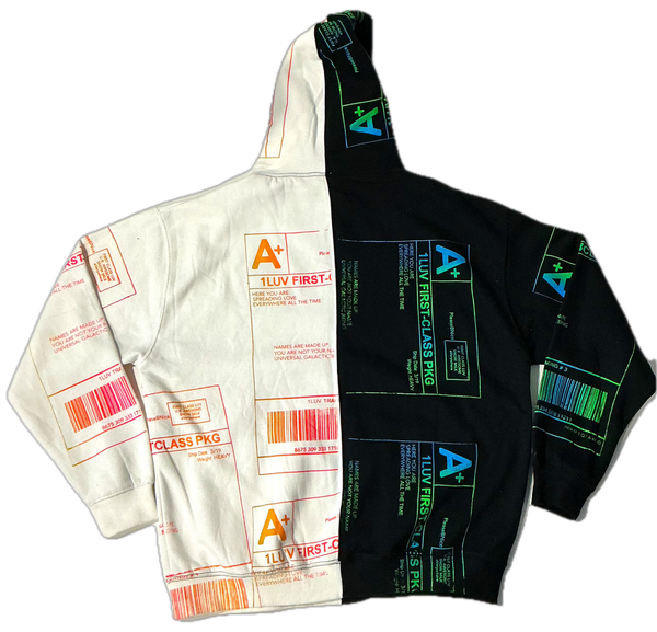 Positive Shipping Label Split Color Hoodie (Size 2XL)