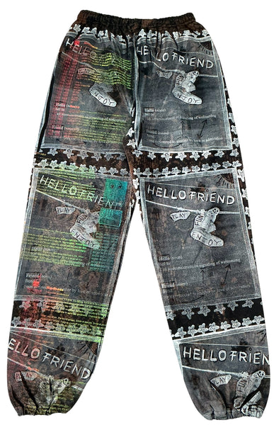 Hello Friend Bleached Sweatpants (Size Large)