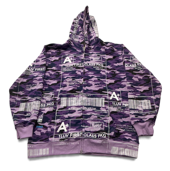 Positive Shipping Label Zip Up Hoodie (Size Large)