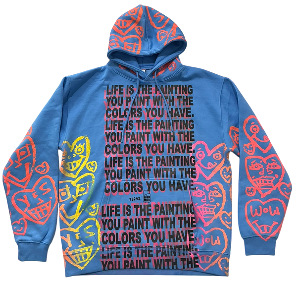 Life Is The Painting You Paint Split Color Hoodie (Size Large)